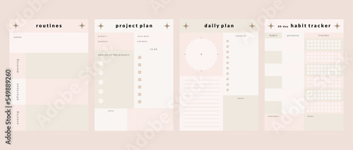 Printable Vector Planner and Notepad Template Collection with Pastel Color for Journaling