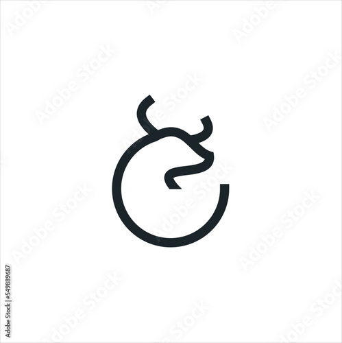 buffalo logo vector design of a black  logo line art 