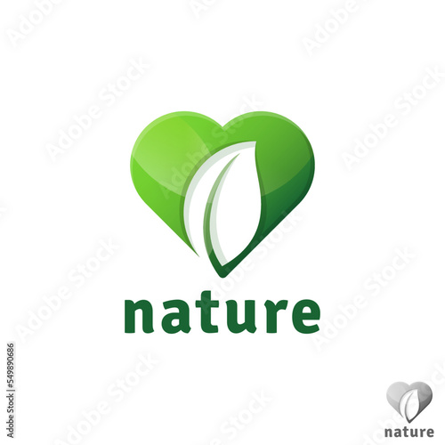 Nature Logo Template With Heart Concept