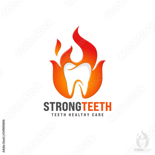Strong Teeth Logo - Healthy Teeth Care Logo Template