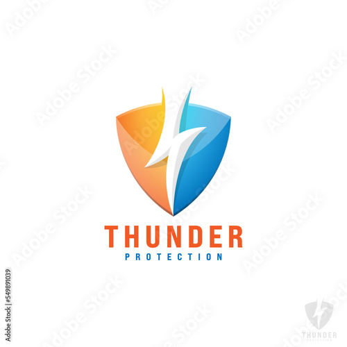 Thunder Shield Logo Template - Lightning and Shield Concept