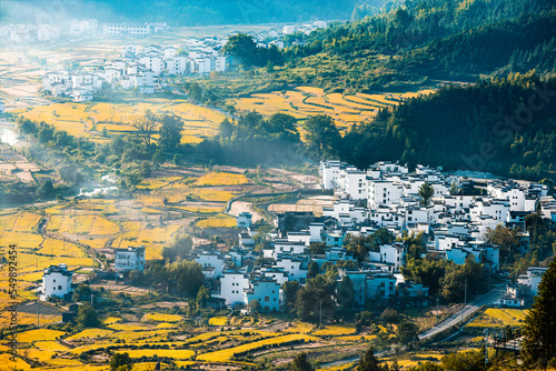 Autumn terraced landscape of Jiangling in Wuyuan, Jiangxi province