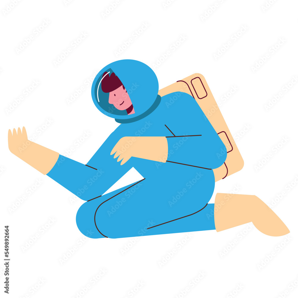 astronaut kneeling with blue suit