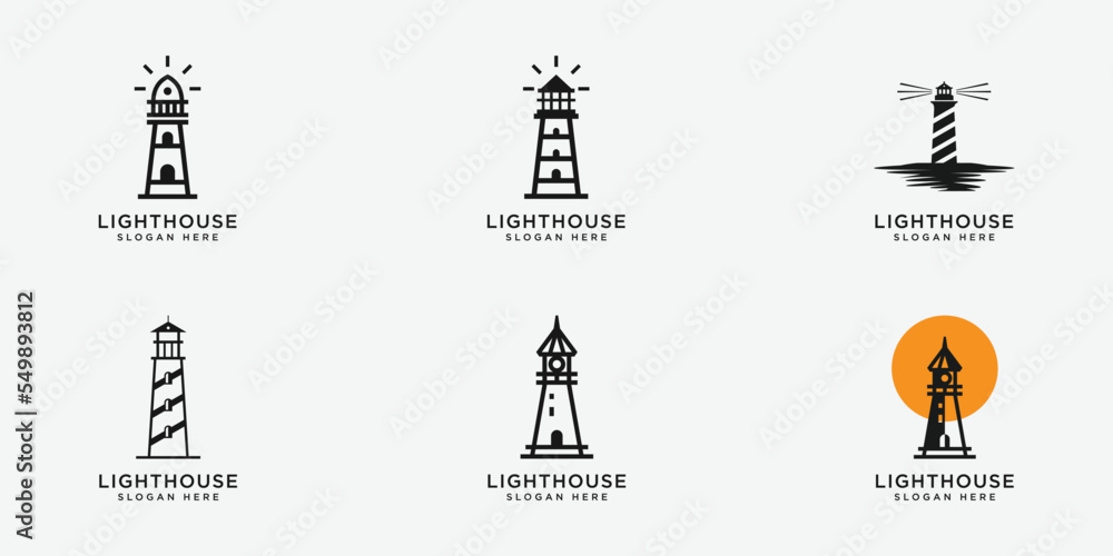 set of Lighthouse logo vector design