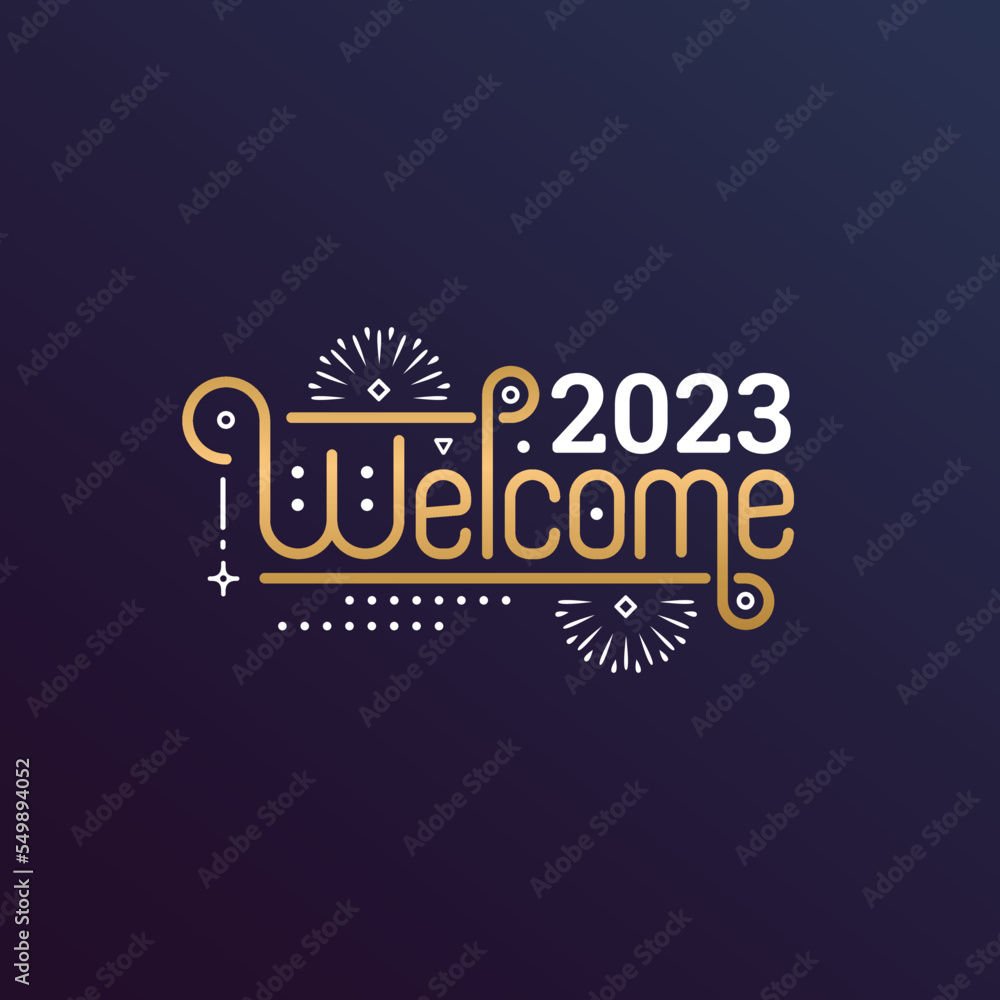 Welcome 2023 with lettering typography style for greeting card vector illustration Welcome 2023 with lettering typography style for greeting card vector illustration