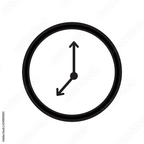 7 o'clock vector icon pictogram isolated on white background. Clean line art of clock face drawing with simple flat style.