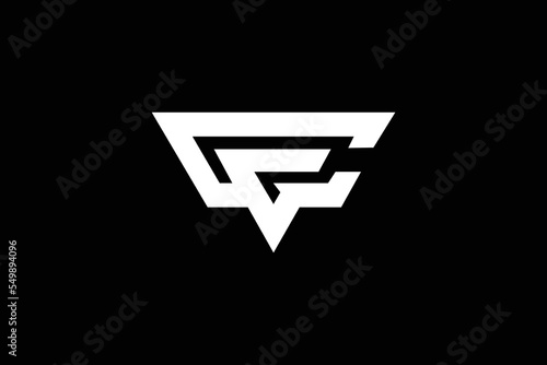 Vector design with a white logo in the middle on a black background