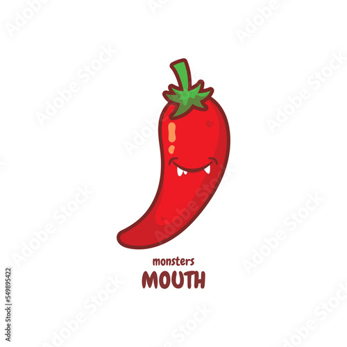 Cute, funny happy chili pepper. Vector hand drawn cartoon kawaii characters, illustration icon. Funny happy cartoon and chili pepper mascot character concept