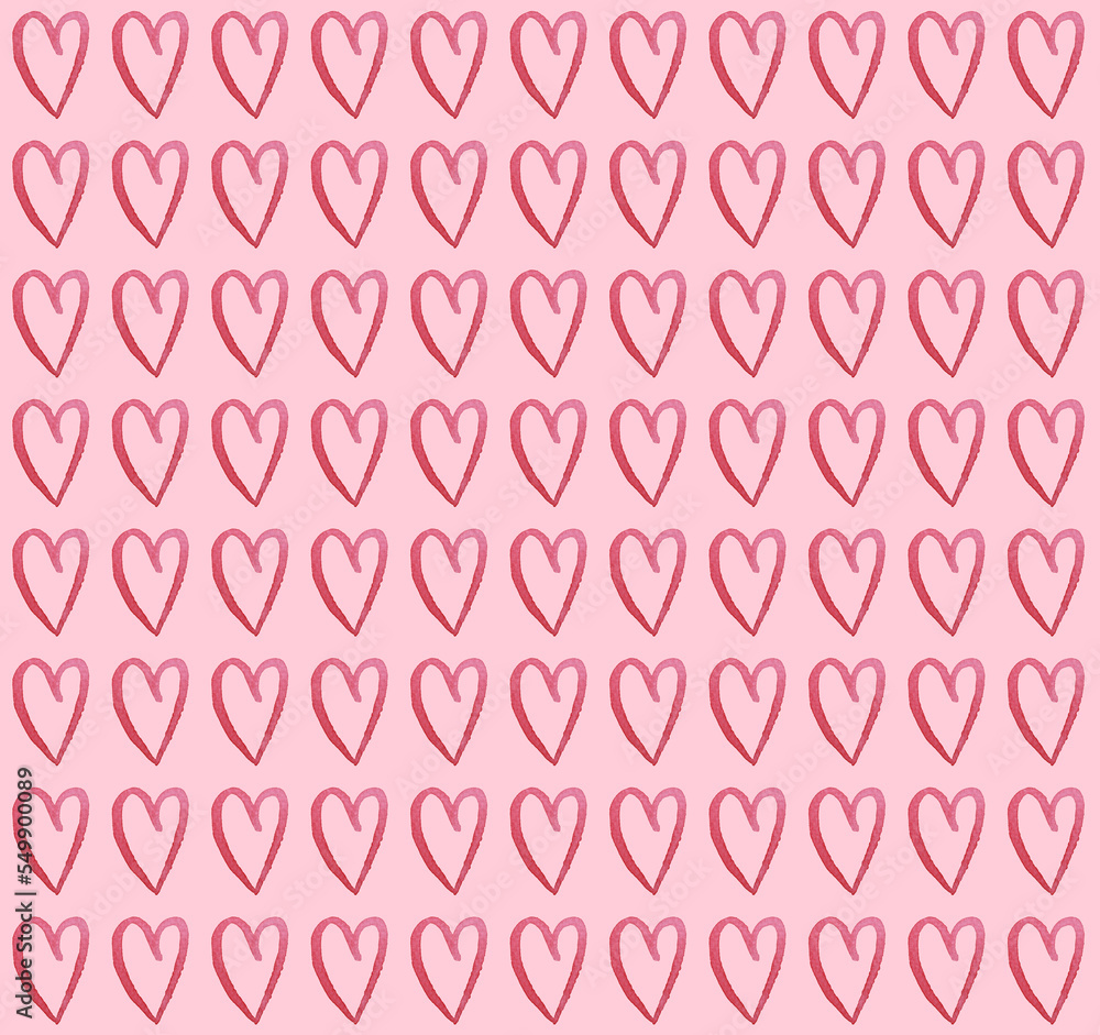 seamless hand-painted watercolor red hearts pattern background seamless hand-painted watercolor red hearts pattern background
