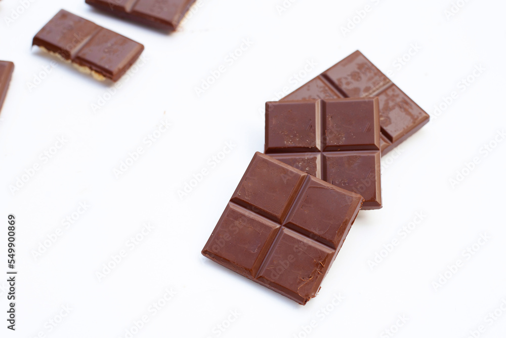 Square biscuits in dark chocolate