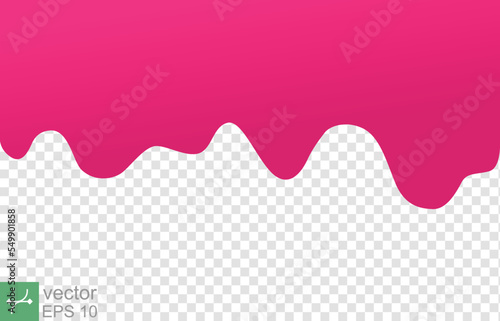 Drip paint, pink color jelly. Slime texture, sweet candy ice cream sauce splash. Flowing cherry or raspberries jam. Dripping caramel. Vector illustration isolated on transparent background. EPS 10.