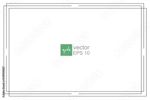 Frame, simple thin line border. Horizontal vintage rectangle photo frame. Slim lines vector illustration isolated on white background. EPS 10.