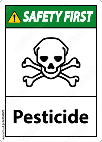 Safety First Pesticide Symbol Sign On White Background