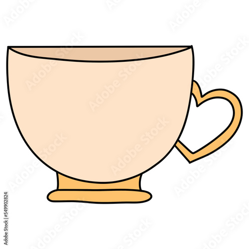 mug with heart handle, hand drawn illustration