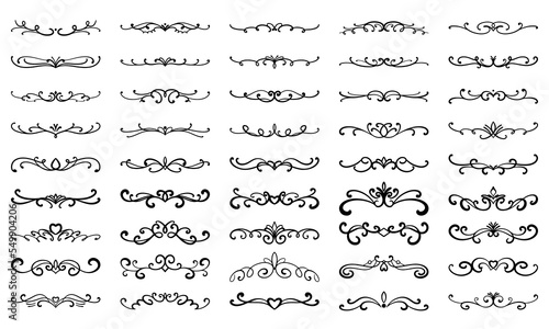 Vector vintage divider set retro line text page separator