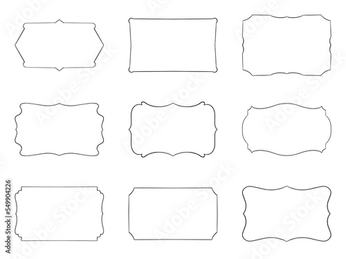 Vector set simple frames isolated on white background. Decorative frame