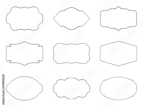 Vector set simple frames isolated on white background. Decorative frame