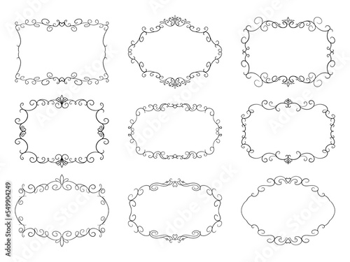 Vector set vintage frames isolated on white background. Decorative frame