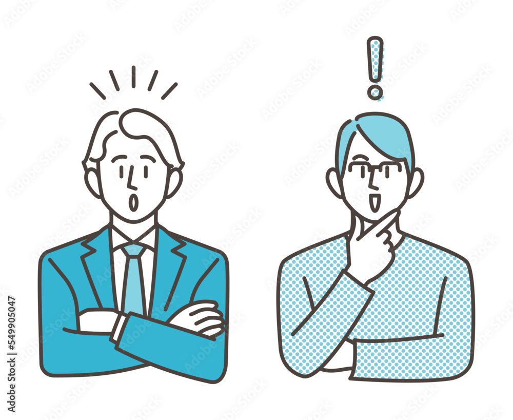 Vector illustration set of young men noticed or surprised Vector illustration set of young men noticed or surprised