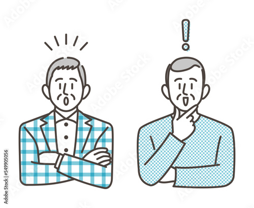 Vector illustration set of older men noticed or surprised