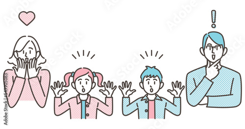 Vector illustration set of family members noticed or surprised