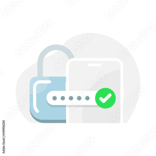 secure, password protection on smartphone concept illustration flat design vector eps10. modern graphic element for landing page, empty state ui, infographic, icon