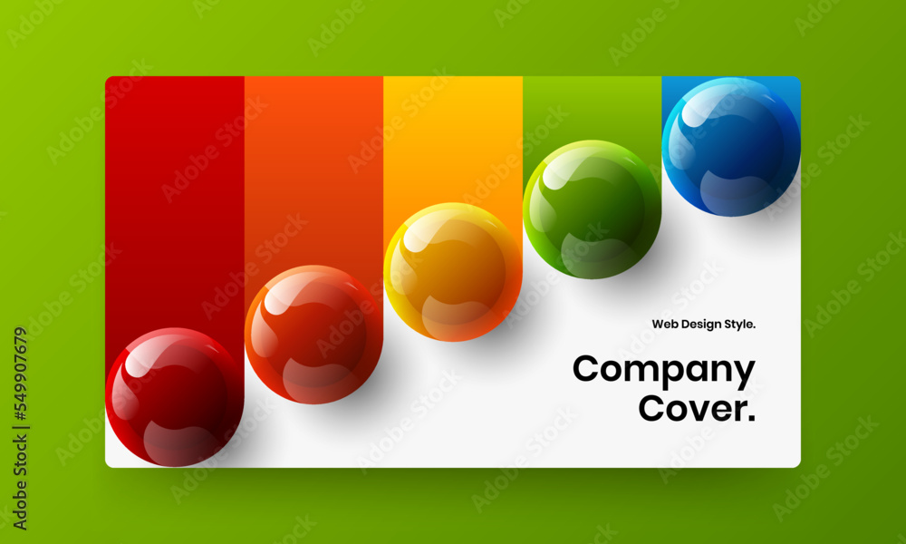 Clean site vector design illustration. Geometric realistic spheres banner layout.