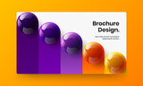 Multicolored realistic spheres horizontal cover layout. Premium leaflet design vector template.