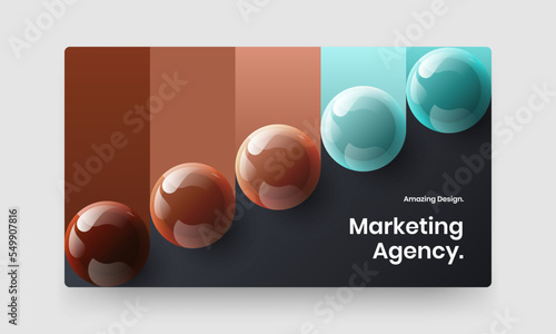 Creative 3D spheres landing page template. Colorful cover design vector illustration. © kitka