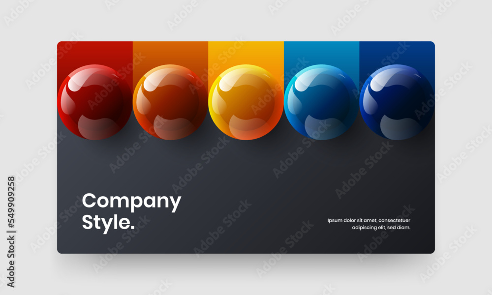 Abstract site screen design vector concept. Geometric realistic balls flyer template.