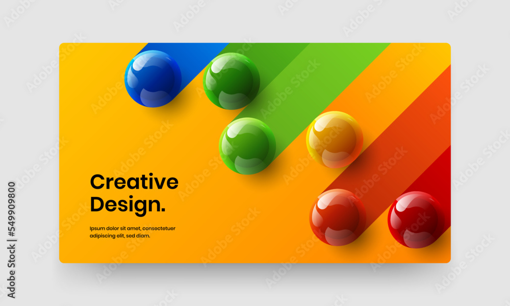 Fresh corporate identity design vector template. Geometric 3D balls web banner illustration.