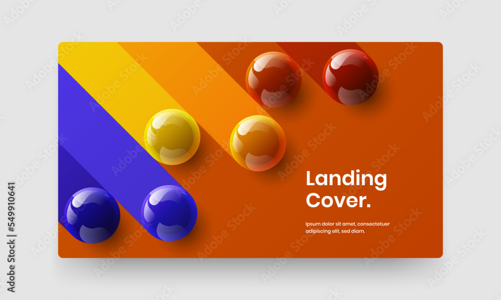 Fresh cover design vector illustration. Trendy realistic balls presentation template.