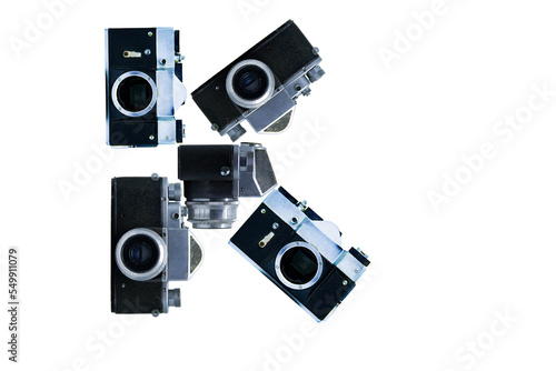 The letter K, made of cameras