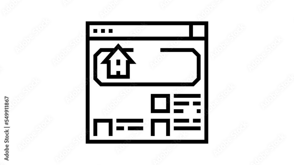 agency property estate home line icon animation agency property estate home line icon animation