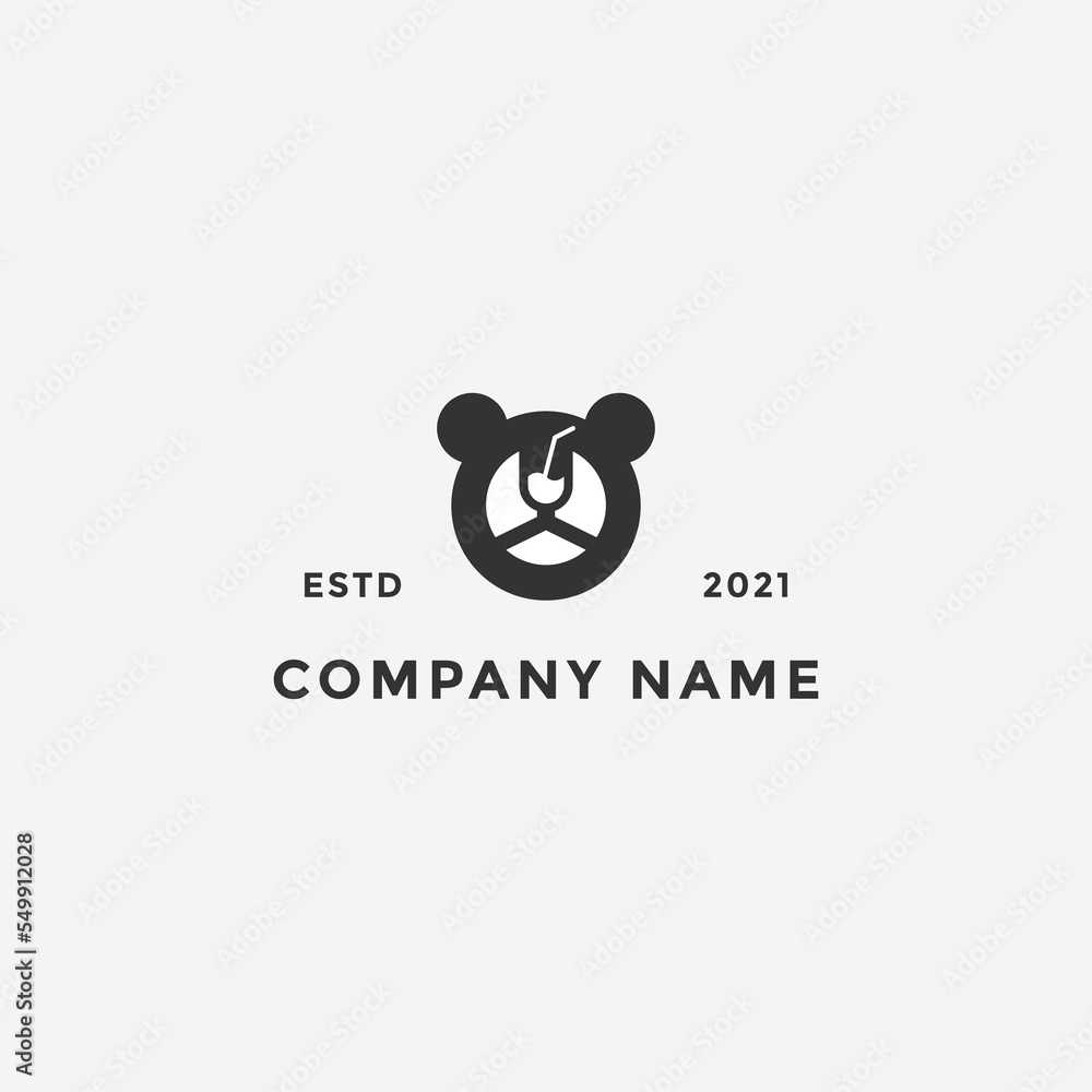 wine bear logo, concept icon glass wine and beer. wine bear logo, concept icon glass wine and beer.