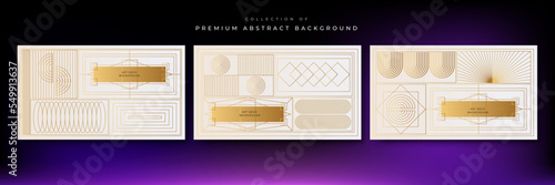 Art deco background with golden line on white background. Art deco vintage linear thin line geometric shape retro design frame badge. Art deco line border for wedding, template, greeting card, poster
