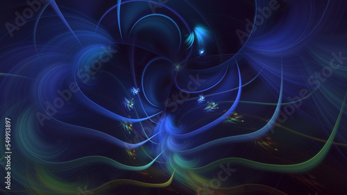 3D rendering abstract blue fractal light background