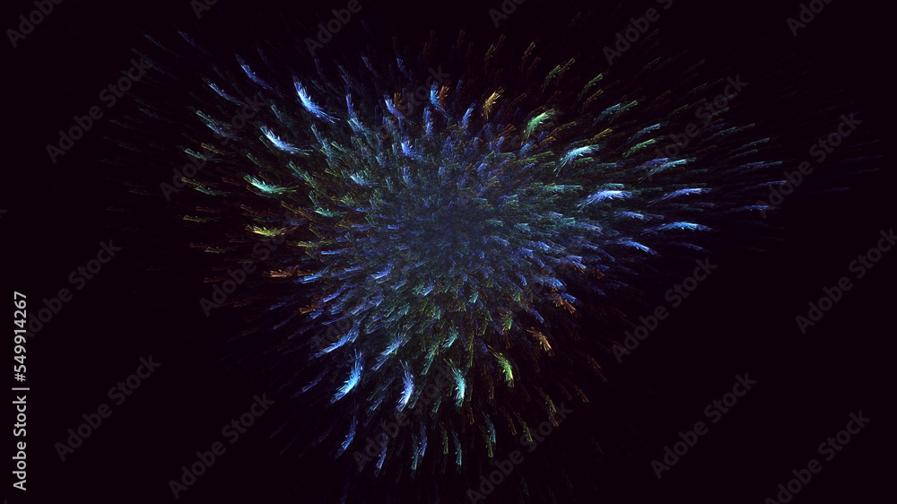 Fototapeta premium 3D rendering abstract blue fractal light background