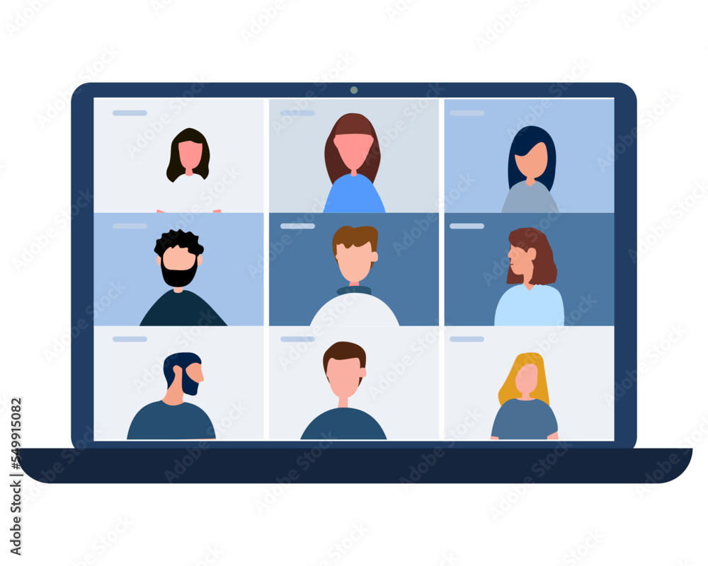 people meeting online video cell with computer notebook, work from home concept people meeting online video cell with computer notebook, work from home concept
