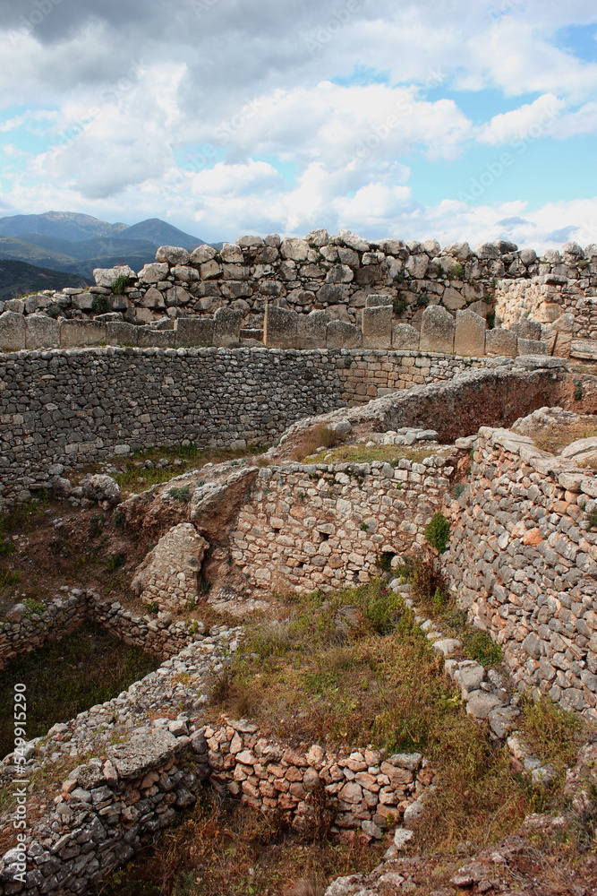 Ruins of the ancient Greek city Mycenae, Peloponnese Greece