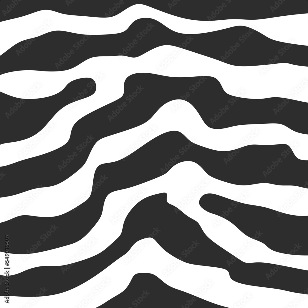 Abstract background with wavy lines pattern. Seamless Zebra skin pattern