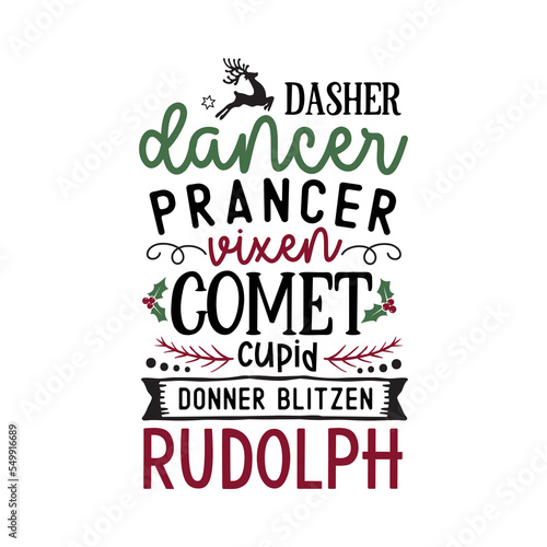 Fototapeta Dasher dancer prancer vixen comet cupid donner blitzen rudolph