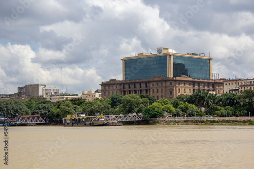 Canvas Print This photos taken from boat at Hoogly river or river Ganges in Howrah near babu
