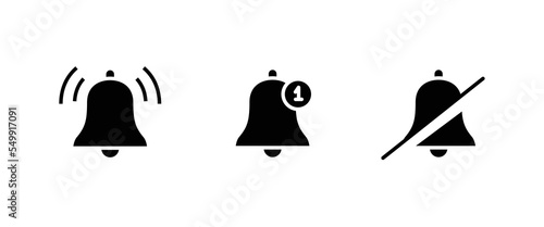 Message notification bell incoming inbox message, ringing, Alarm, service, handbell Firefighter call icons button, vector, sign, symbol, logo, illustration, editable stroke and flat design isolated