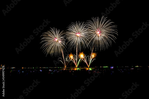 The international firework festival in Pattaya 2022 on the beach at Pattaya in Thailand