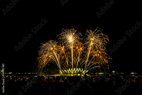 The international firework festival in Pattaya 2022 on the beach at Pattaya in Thailand