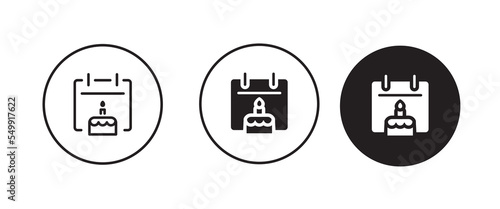 happy birtday calendar icon. Vector month date Schedule time Meeting Deadlines. happy new year icon