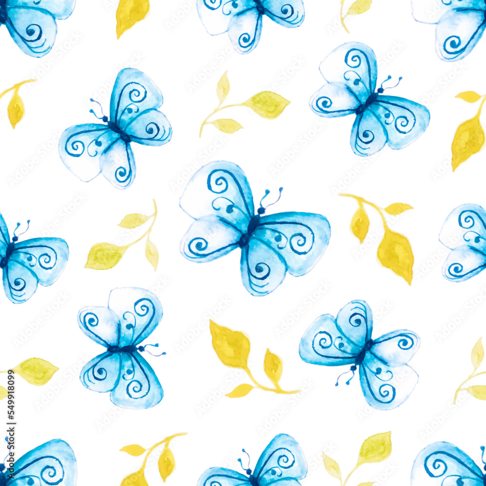 Fototapeta premium watercolor magical purple butterflies seamless pattern