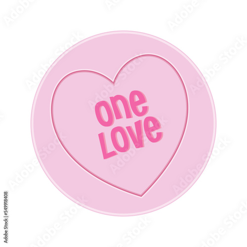 Pink love heart candy sweet, with one love message vector illustration.
