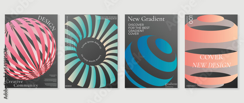 Vibrant color gradient background vector. Creative gradient geometric stripe circle and round shape background retro style. Design illustration for cover, wallpaper, poster, business, card, banner. 